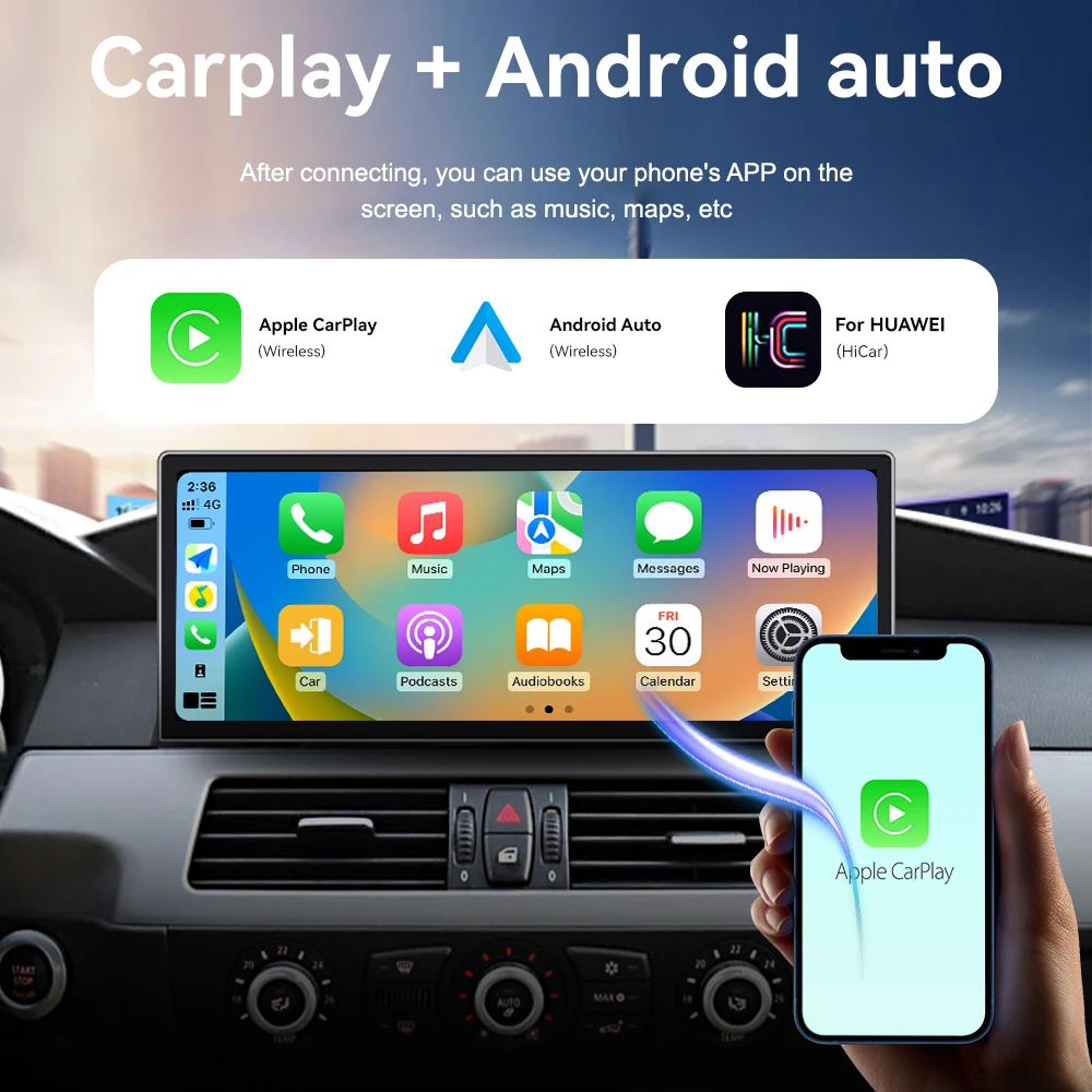 2024 New12.3'' Android 13 Car Android Monitoring for 5 Series E60 2006-2010 GPS Screen with Carplay and Android Auto Radio