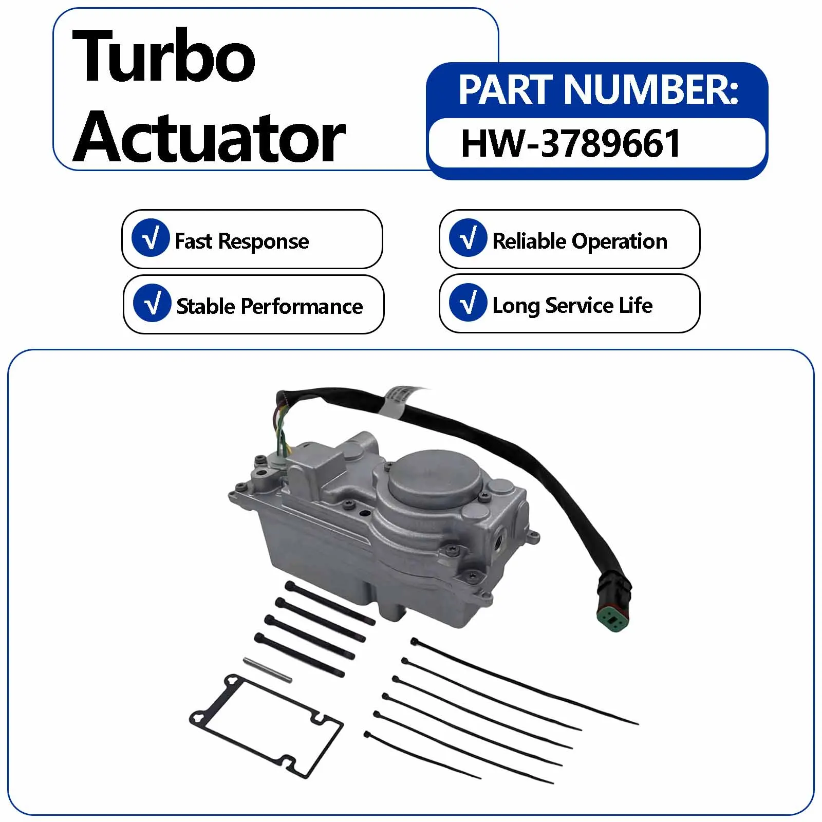 24V Turbo Eletronic Actuator 3789661 4042304 HW-3789661 For Volvo D11 D12 D13 D16 HE400/HE500 Series (With cooling water holes)