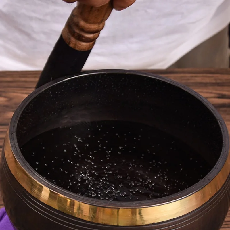 Original Kupfer tibetische Schüssel Nepal handgemachte 15CM Meditation Sound Heilung schwarze Klangschalen Musikinstrumente Percussion