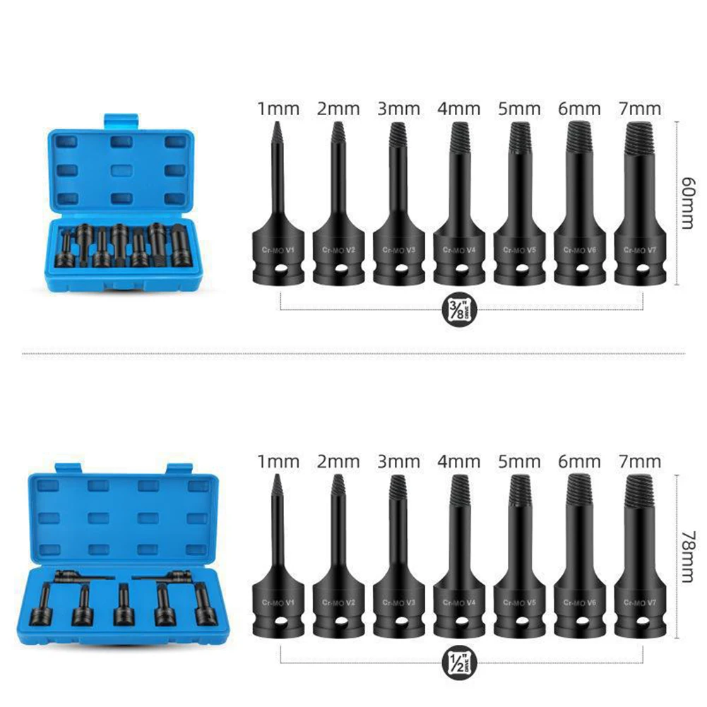 7PCS Damaged Broken Screw Remover Extractor Drill Bits Steel Durable Easy Out Remover Center Drill Damaged Bolts Remover Tool