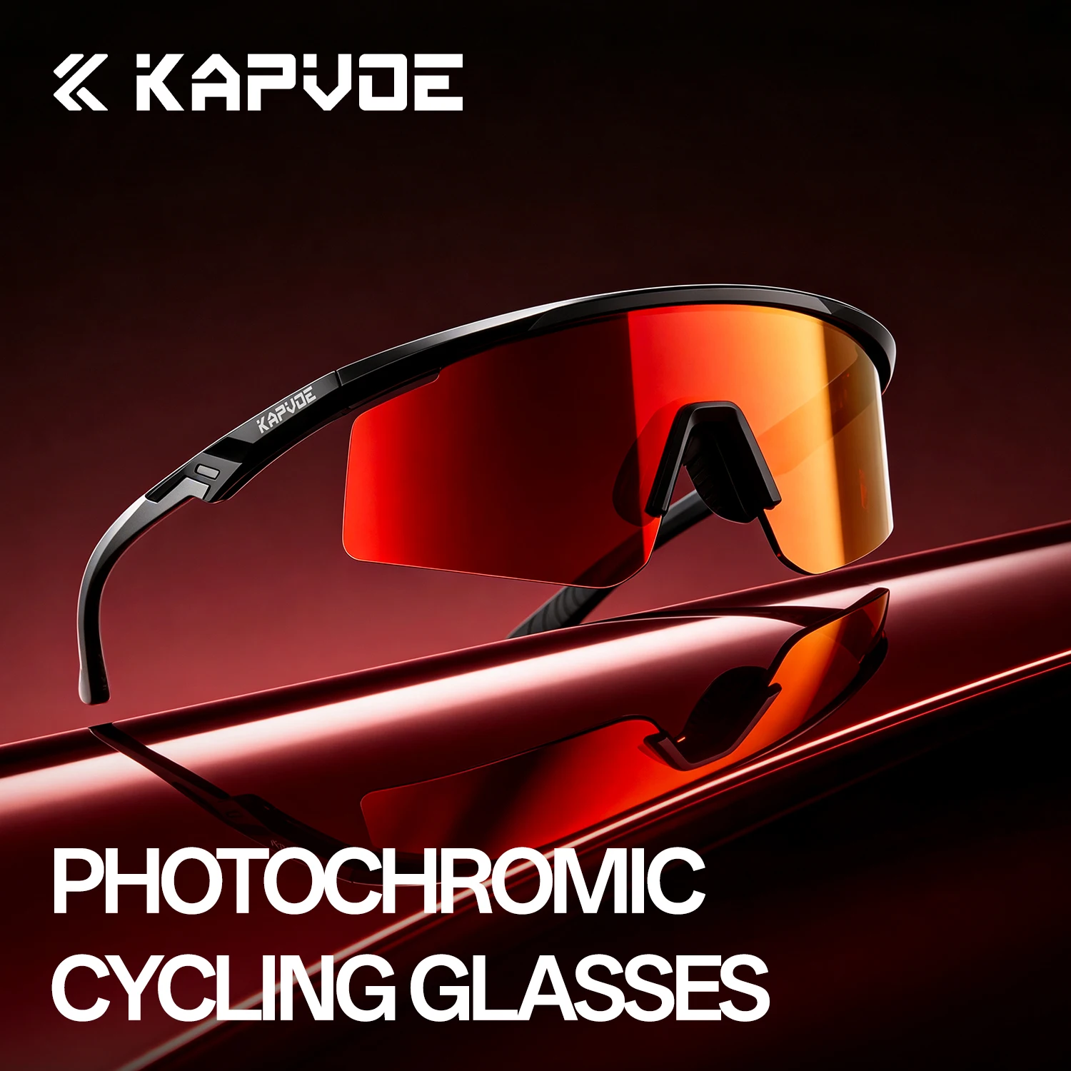 Kapvoe 2026 Neue Fahrrad-Sonnenbrille, photochrome Sportbrille für Männer und Frauen, MTB-Fahrrad-Brille, Mountainbike-Brille, Wanderbrille