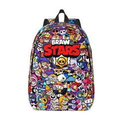 Mochila de Anime Brawled con logotipo de juego para hombres y mujeres, mochila fresca de lona para computadora portátil al aire libre, escuela secundaria, senderismo, viaje, paquete de día de dibujos animados