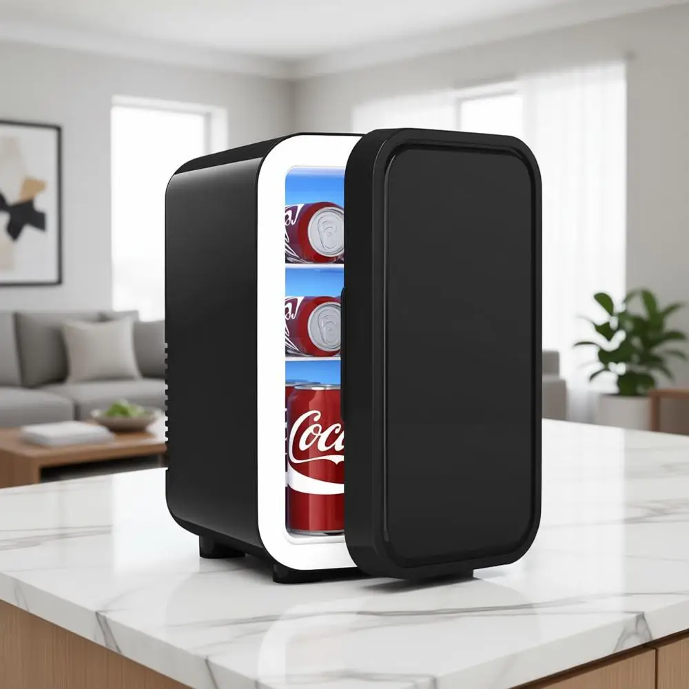 

Портативный термоэлектрический холодильник-нагреватель на 6 литров для небольших помещений, спальни, автомобиля, офиса и общежития, AC100-120V/DC12V, черный