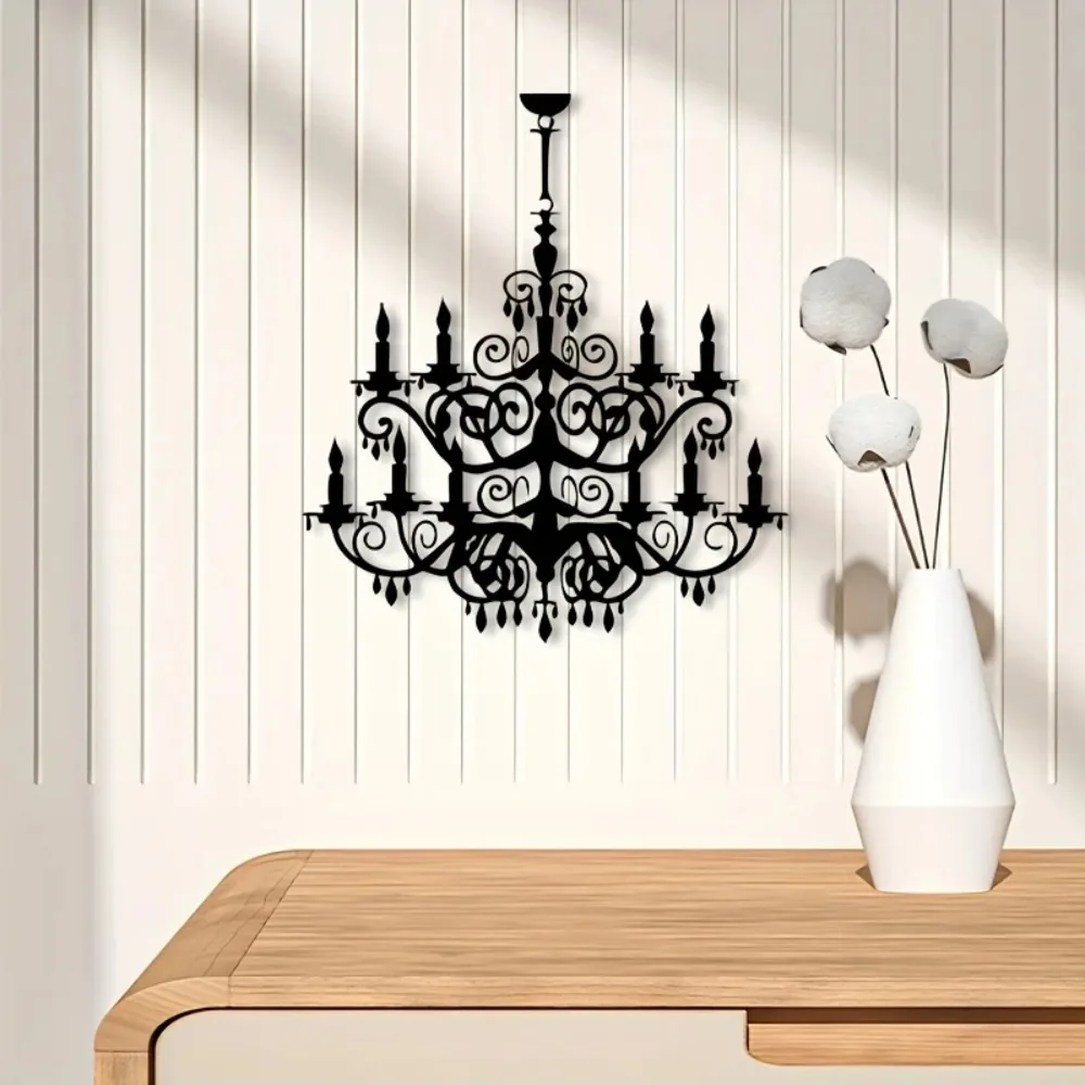 CIFBUY Vintage Pink Painted Iron Chandelier Aluminum Wall Art Waterproof Durable Decor for Bedroom Living Room Home