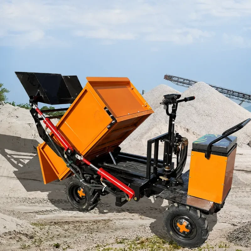 Four Wheel Electric Trolley Dump Truck for Construction Site Farm Orchard Breeding Heavy Duty Cargo Transport Vehicle