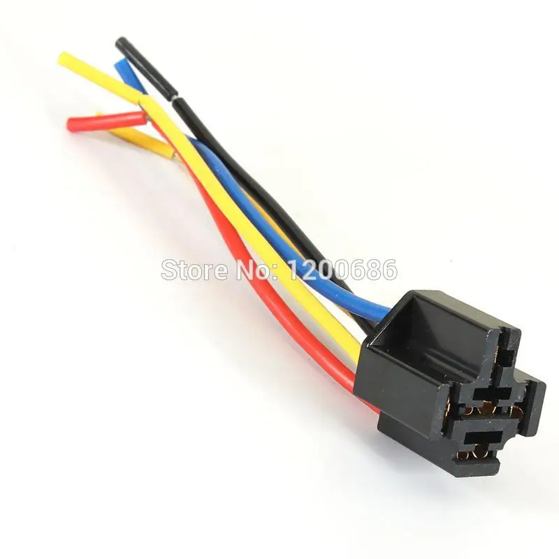 Pre Wired 5 Pin Relay Mounting Base Socket Holder 5 Pin Wires Cable Relay Socket Harness Connector DC 12V