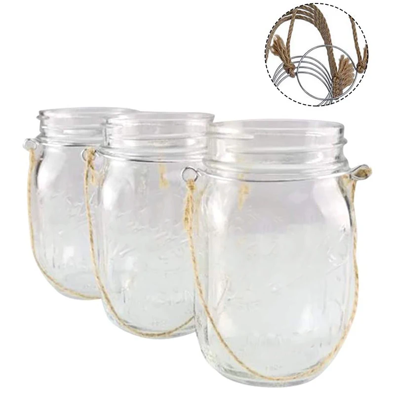 Mason Jar Hanging Rope Handles Set of 10