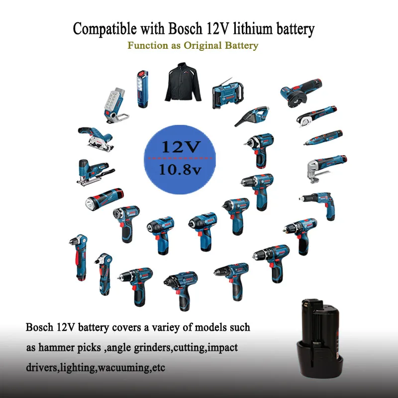 10.8V 3000/4000/5000mAh Lithium-ion Rechargeable Battery Suitable For Bosch Wireless Power Tools