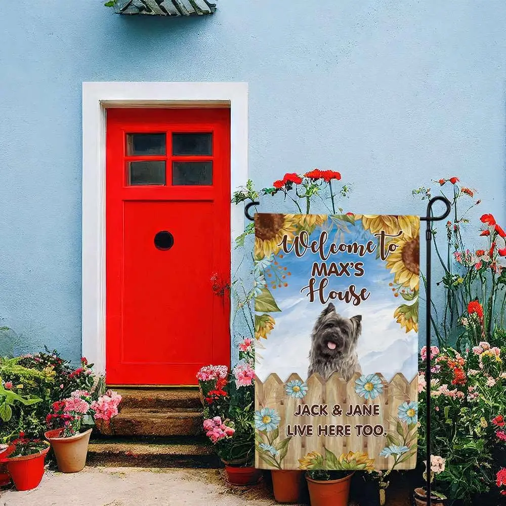 Yorkshire Yorkie Sunflowers Spring Summer Garden Flag Personalized Welcome to Dog House Flag Banner Farmhouse Yard Outdoor D EEN