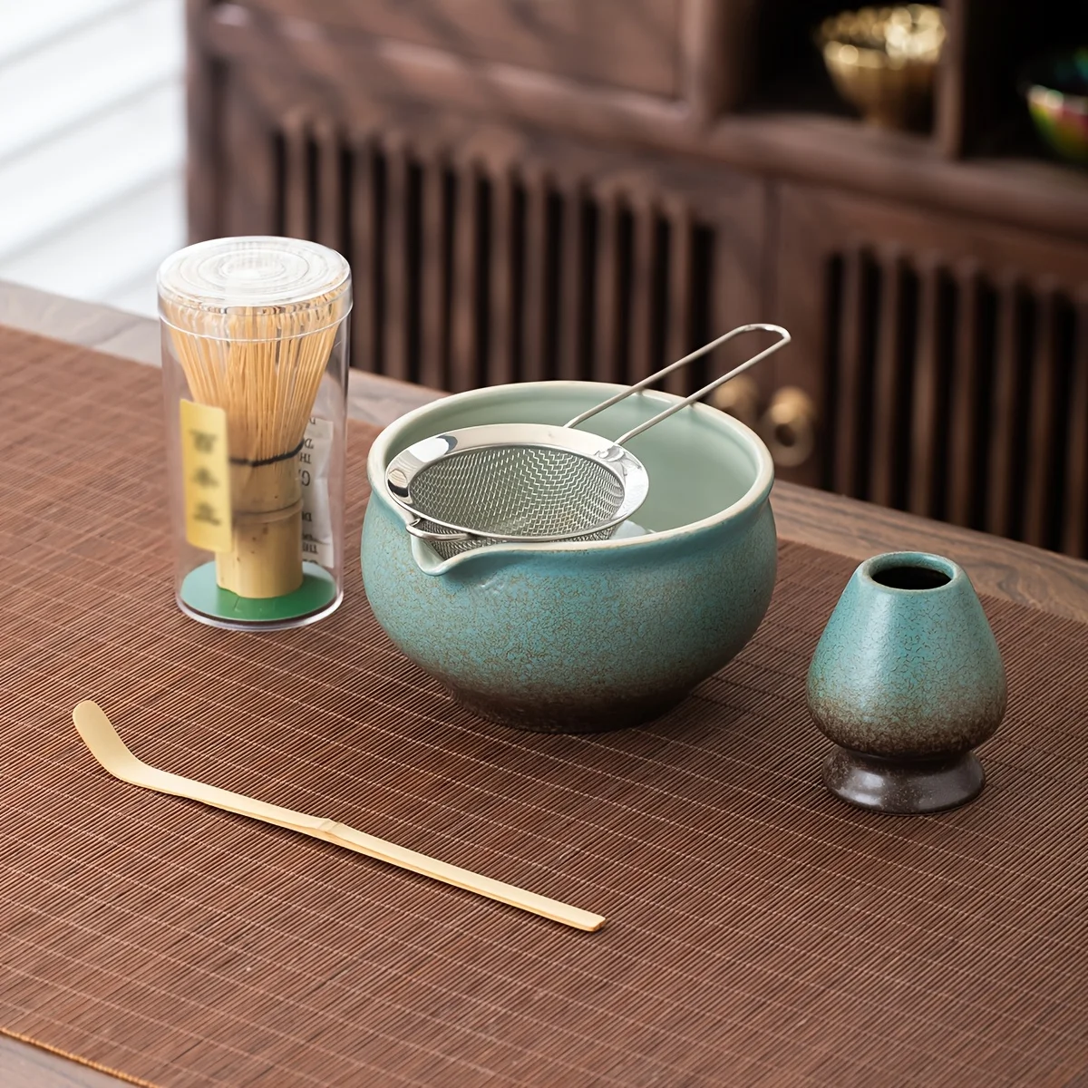

Modern Matcha Set - 5-Pc Ceramic Bowl w/ Accessories | Minimalist Style, Quick Prep, Zen Tea Tools