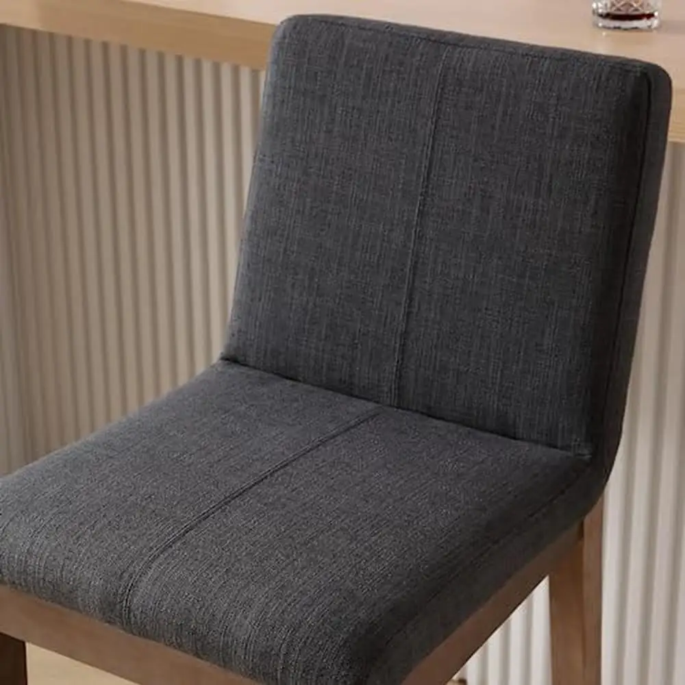 Linnen Stof Gestoffeerde Houten Barkrukken Set Van 4 Met Rug 30 Inch Hoge Stoelen Natuurlijk Massief Houten Frame Gemakkelijk Te Monteren Geschikt