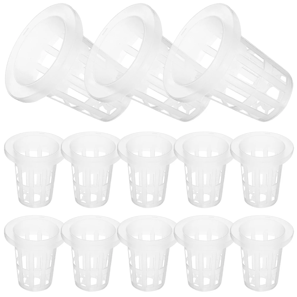 

25pcs Hydroponic Planting Baskets White Plastic Net Cups for Balcony Garden Soilless Cultivation Containers Flower Pots