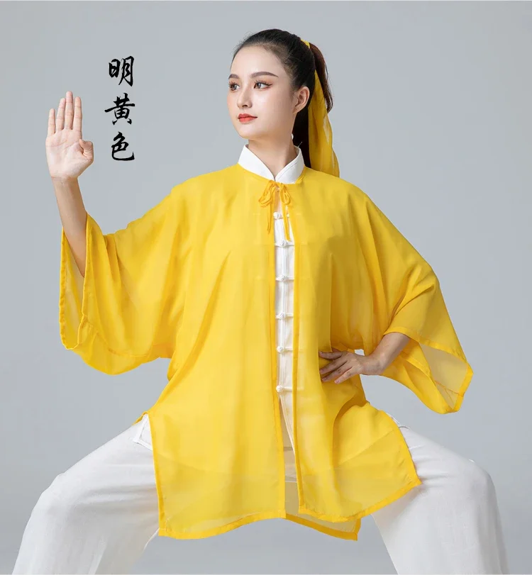 Chiffon veil for Tai chi suit taiji uniform wushu veil kungfu clothes for women men floaty competition performance practice