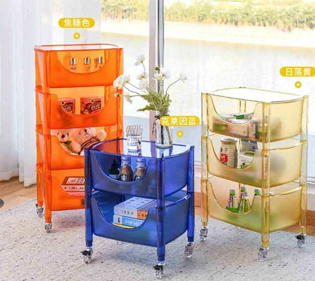 Movable Balcony Side Table Living Room Sofa Side Locker Storage Rack Trolley Coffee Table Bedroom Creative Bedside Cabinet