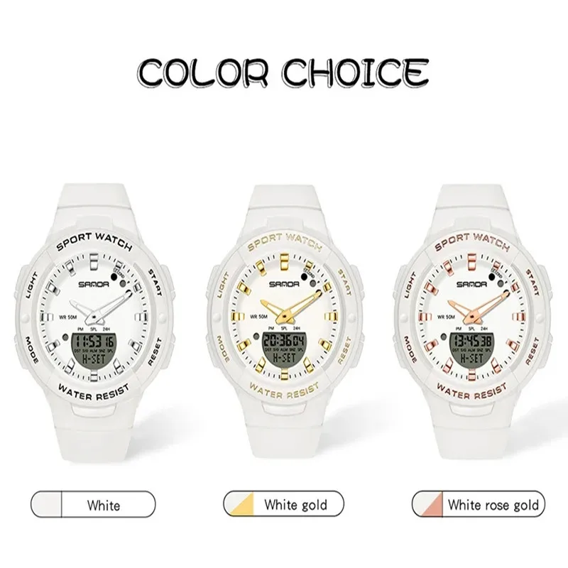 Sanda New 6005 Luxury Fashion Women Sport Watch Military Waterproof Multifunctional LED Digital Quartz Women Relogio Feminino