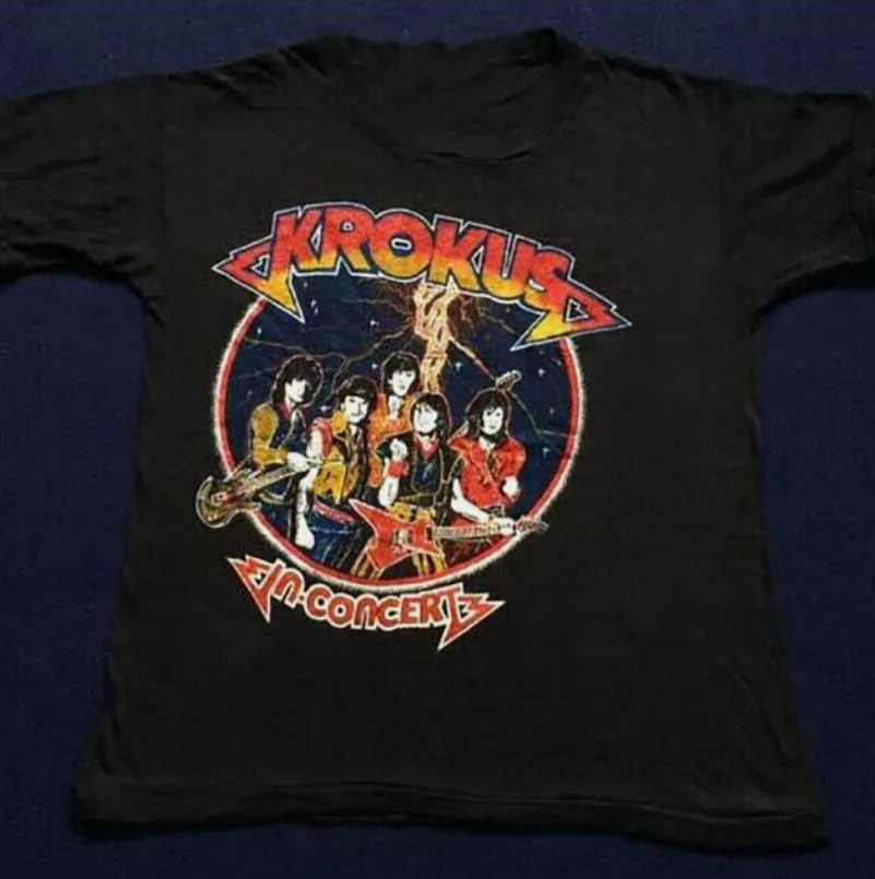 Krokus T Shirt 80s 90s On Promo Rare Black Men