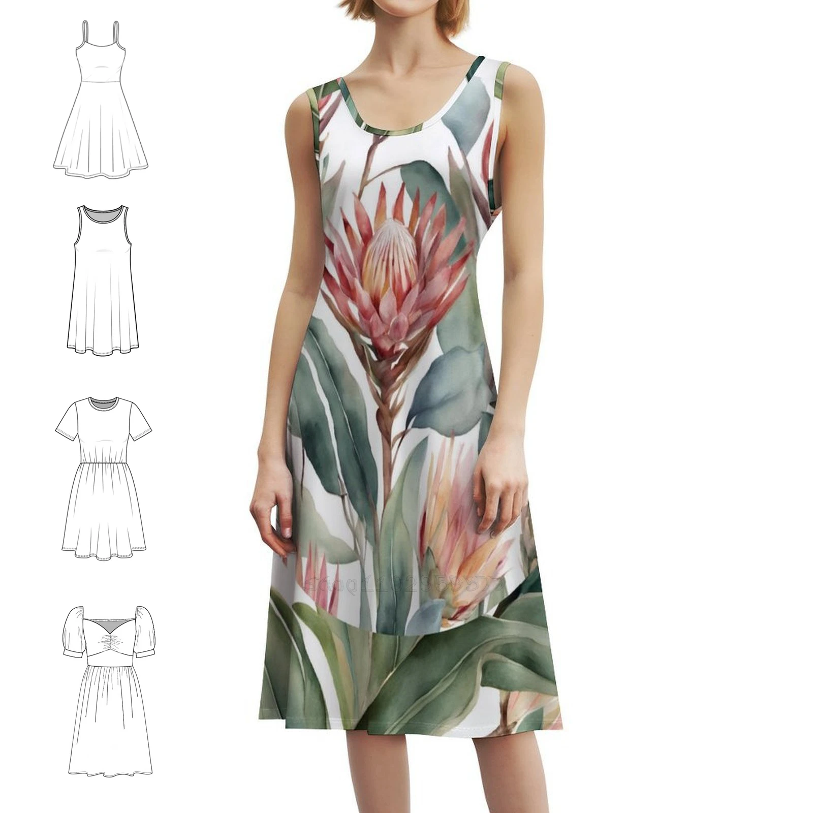 

Protea Flower Lovers Платье-халат с цветочным принтом для женщин Весна-лето Повседневное платье для вечеринки Protea Цветочные цветы Розовый цветок Женщина