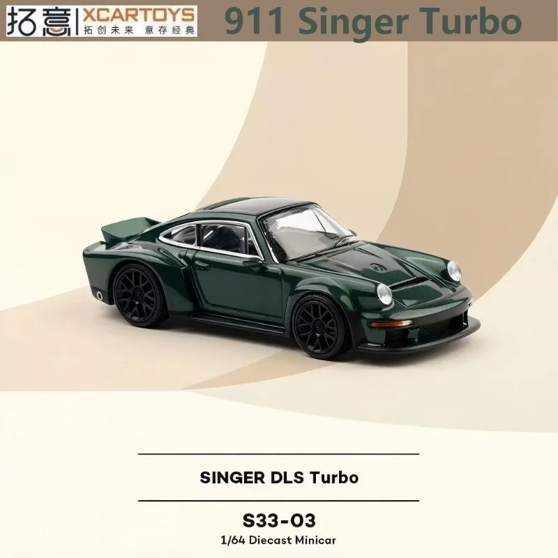 POPRACE 1/64 911 Singer Turbo Metal Green Alloy Die Casting Car Model Collection Model Boy Gift Christmas Gift  Boy's toy