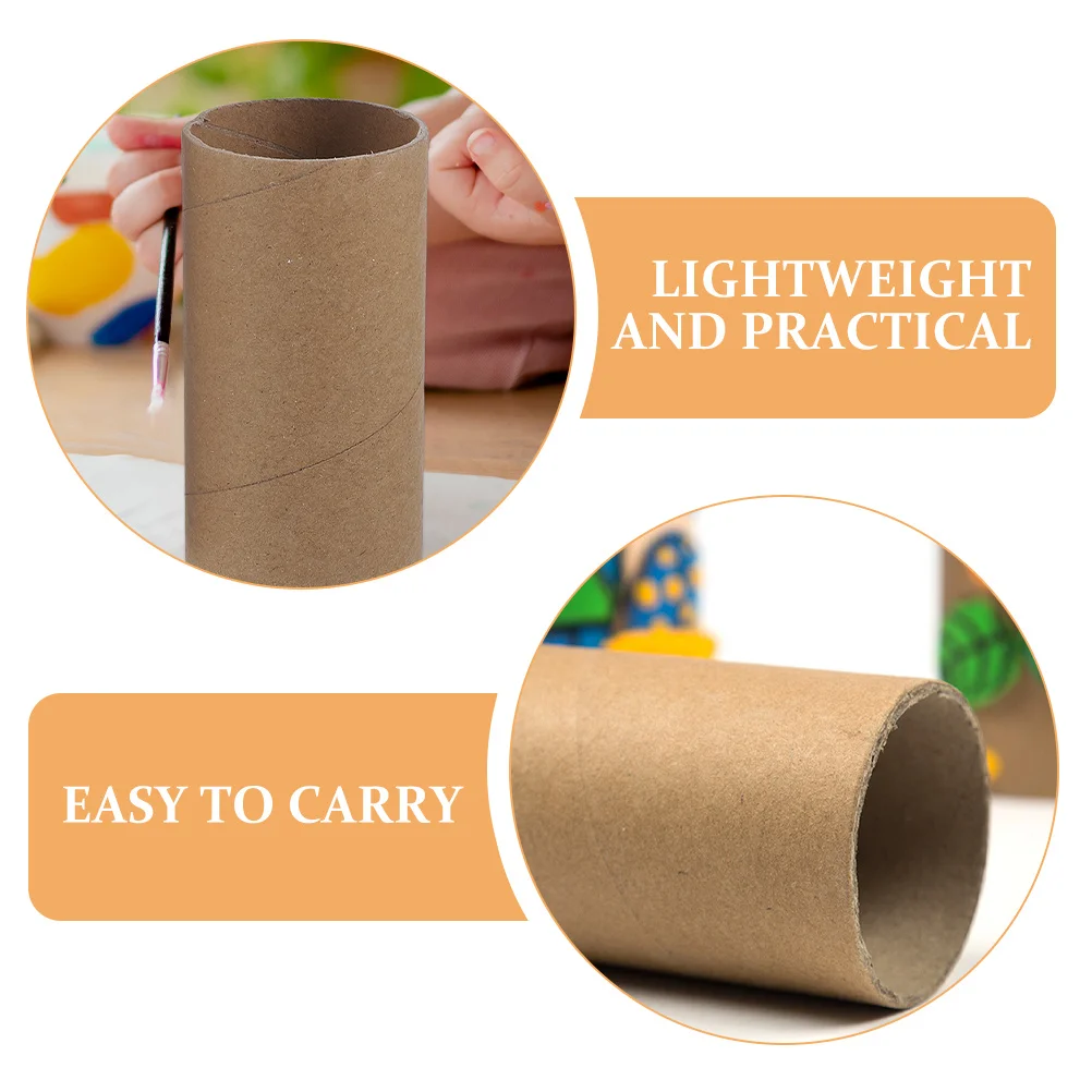 40pcs Round Cardboard Tube Craft Material Diy Art Projects Kids School Painting Graffiti Brown Paper Rolls Handmade Crafts
