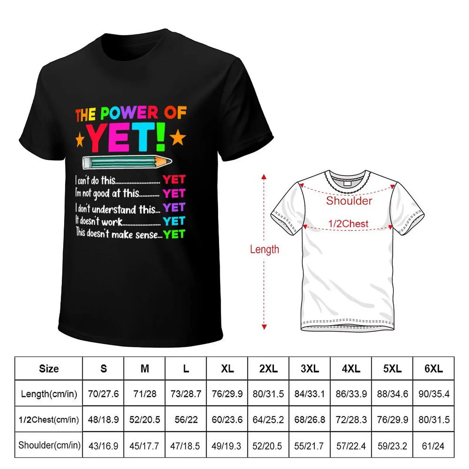 The Power Of Yet Inspirational Growth Mindset Teacher T-Shirt Summer Holiday Casual Tee