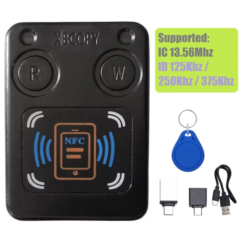 FFYY-NFC قارئ بطاقات الشريحة الذكية RFID ناسخة + سلسلة مفاتيح UID ID IC 13.56 ميجا هرتز 125 كيلو هرتز 250 كيلو هرتز 375 كيلو هرتز RFID رمز استنساخ الناسخ