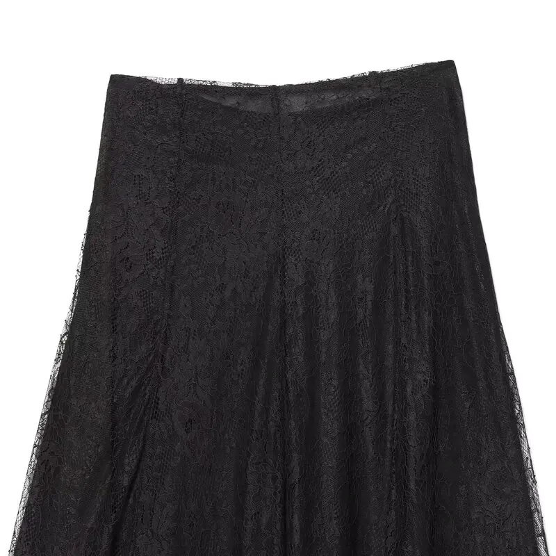 Winter 2025 New Arrival Women's Midi Skirt Lace Design mid Waist f Body New Faion Trend Ci Commute A-Line Loose Fit