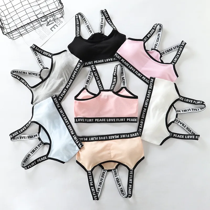 Women's Tracksuit Letter Jacket Women's Average Size Cotton Bra Cross Strap Bra No Rim Bra Soft Underwear Girl With Chest Pad