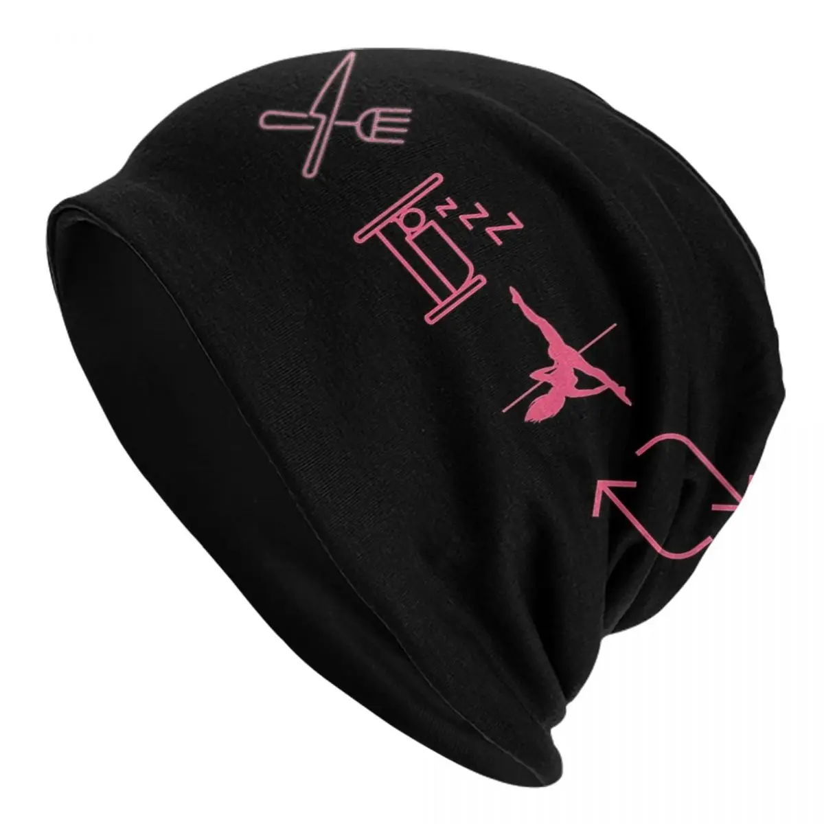 Eat, Sleep, Pole Dance, Repeat - Black Icons Unisex Adult Beanies Caps Knitting Bonnet Hat Warm Autumn Winter Skullies Hats