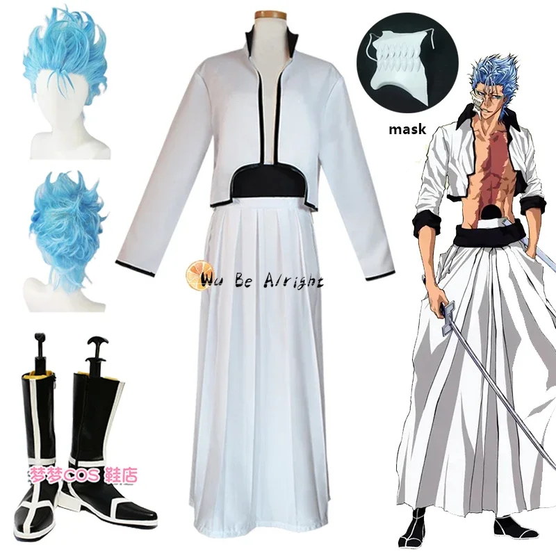 BLEACH Grimmjow Jeagerjaques Anime Cosplay Costume Wigs Mask Props For Halloween Party Bleach Ulquiorra Cifer Cosplay Boots OA42