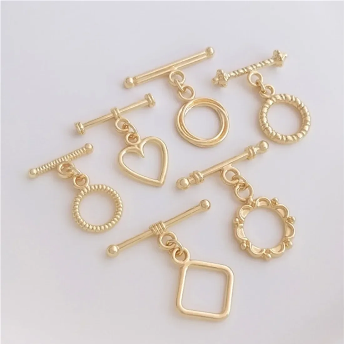 Jewelry Buckle 14K Gold Thread Lace Circular Heart-shaped Diamond OT Buckle DIY Bracelet Necklace Connecting Accessories B891