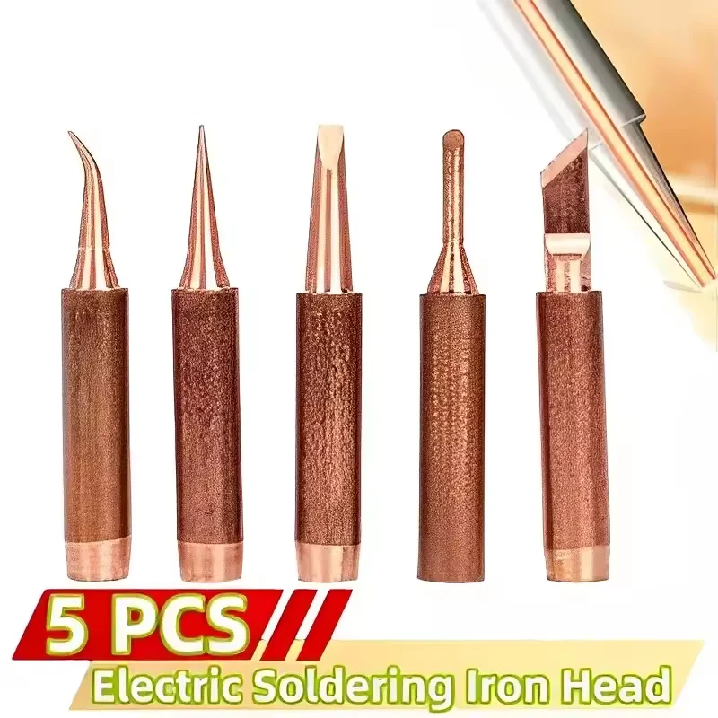 5pcs 900M-T Pure Copper Soldering Iron Tip Lead-free Solder Tips Welding Head BGA Soldering Tools Branding Iron