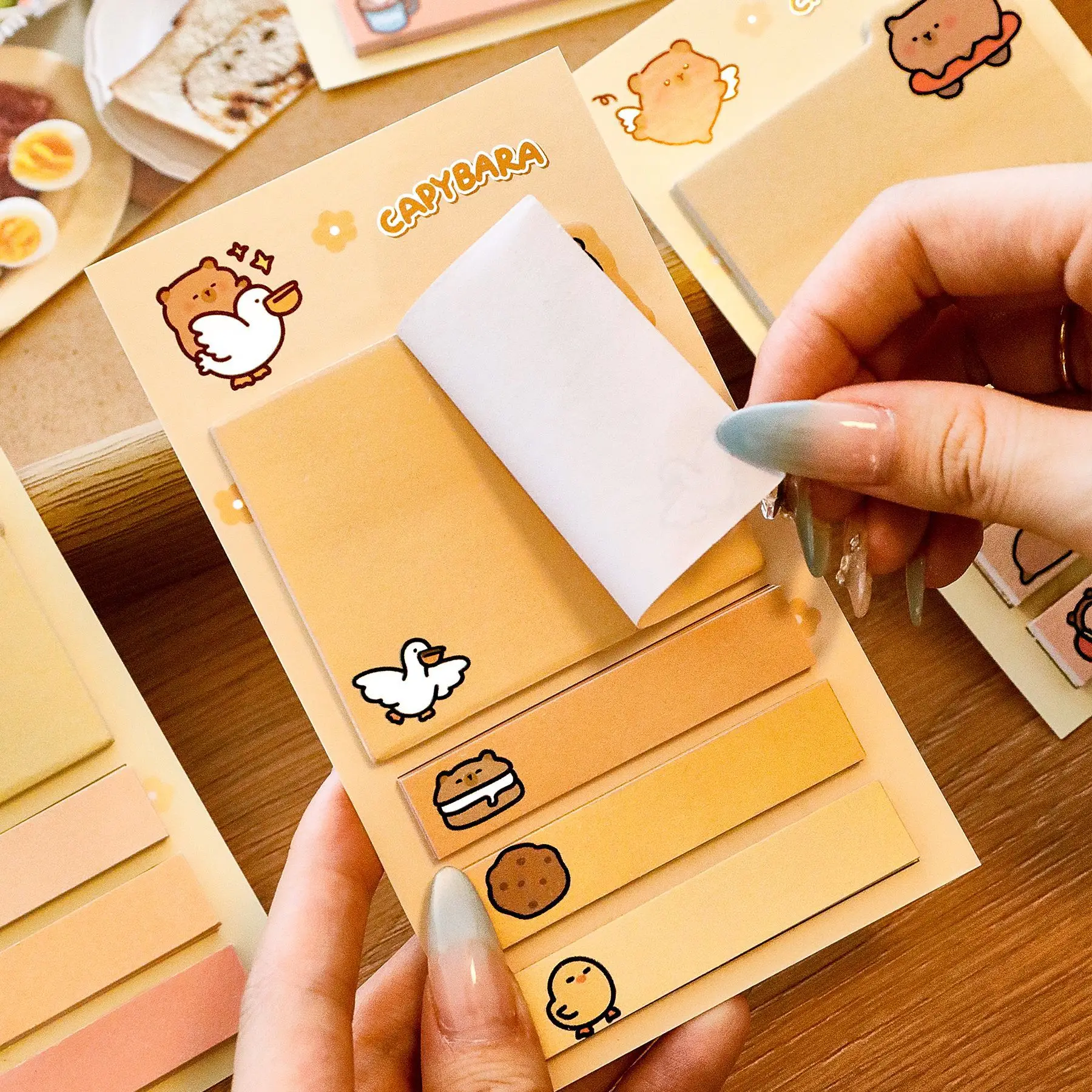 80/320sheets Capybara Index Stickers Set Stationery Students N Times Stickers Label Study Self-adhesive Sticky Notes for Gifts