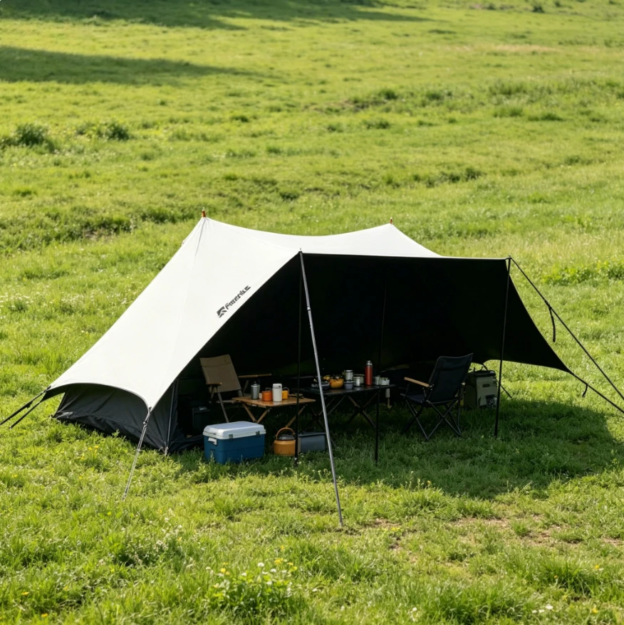 

Protection Cloth Outdoor Shelter Camping Large Size 2~15 People Double-peak Sunshade Canopy Rainproof Travel Picnic Shelter