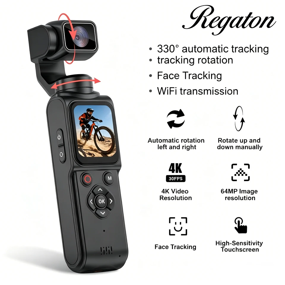 レガトン 4K アクションカメラ 330 ° 顔追跡ジンバルスタビライザー