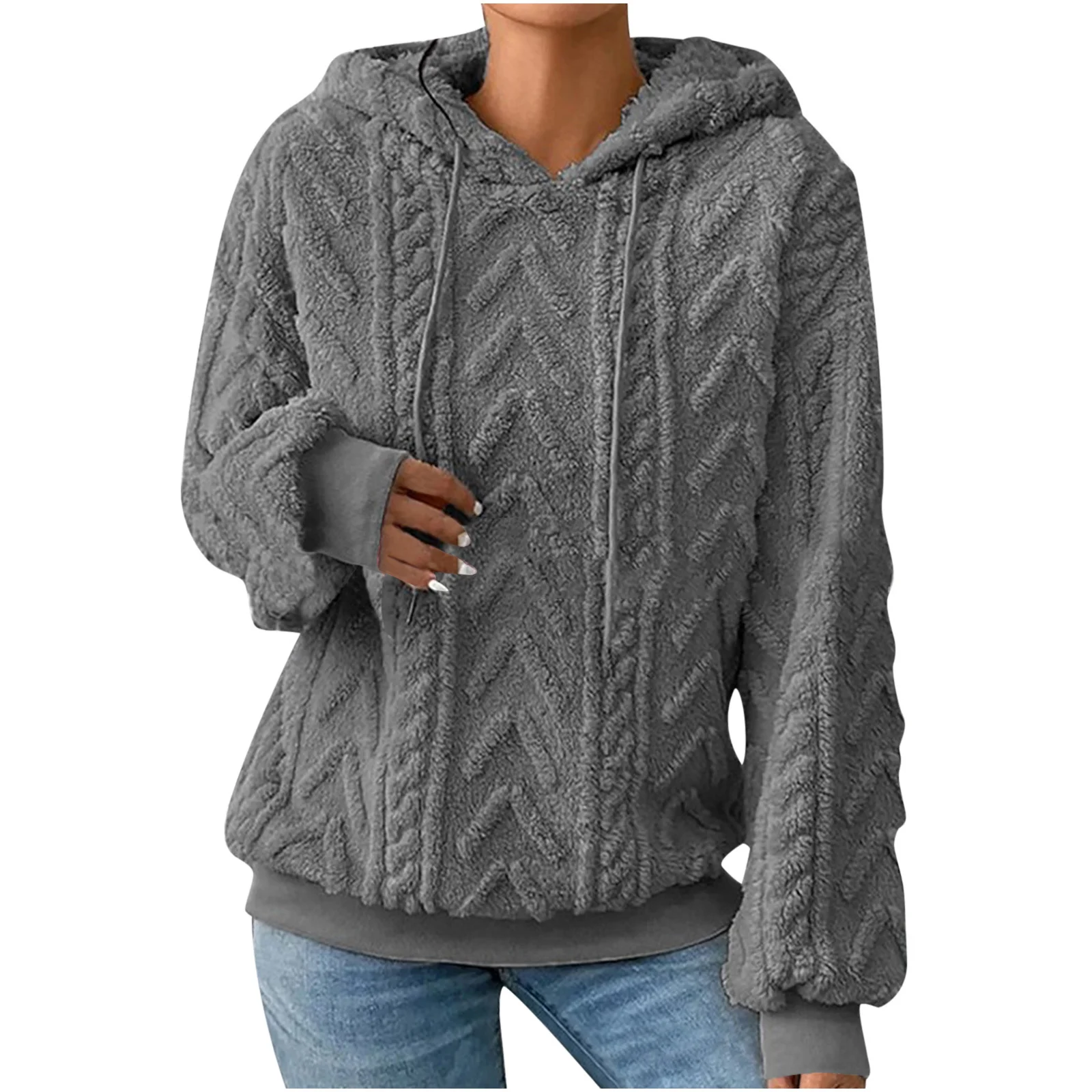 2025 New Patchwork Casual Pullover Sweatshirts Solid Color Hooded Pullover Plush Thickened Long Sleeve Sweatshirt Jacket