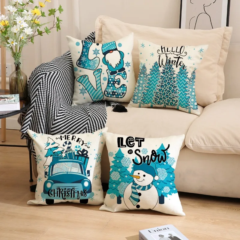 

45x45cm Set of 4,Christmas Pillow Covers,Xmas Pillow Cushion Cases for Winter Holiday Decorations for Couch Sofa Home Farmhouse