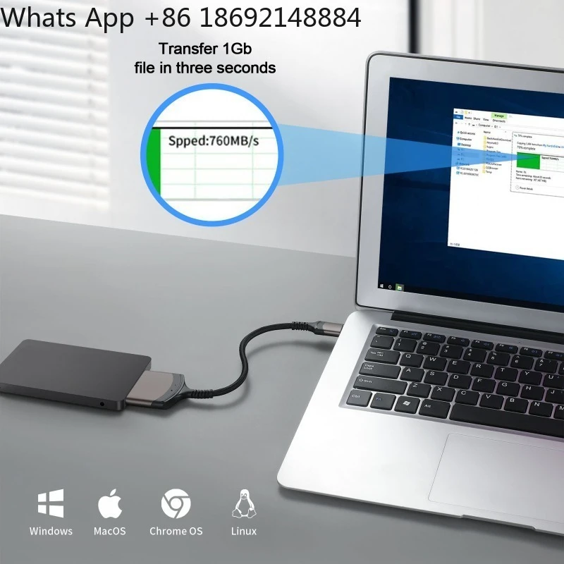 Aluminum alloy easy-drive cable 2.5-inch SSD HDD reads usb3.0 to SATA hard drive data cable