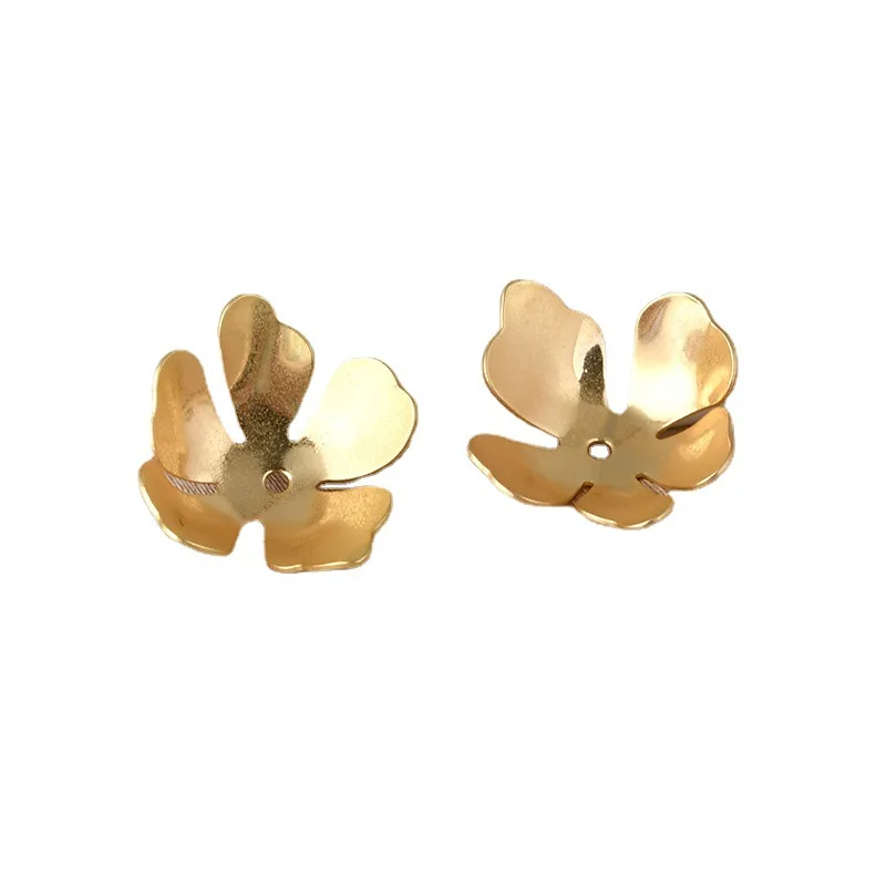 6pcs copper clad 14K gold five petal flower petal piece Beaded DIY hand made jewelry accessories materials