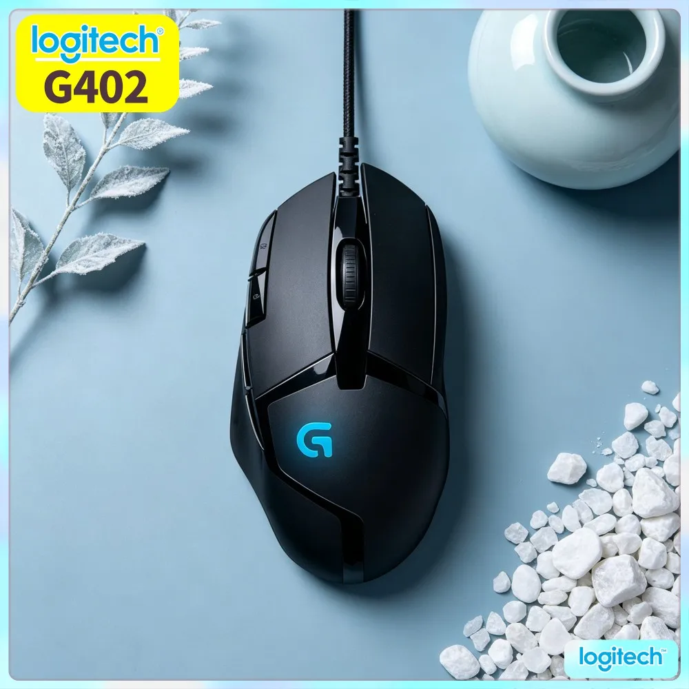 Mouse Gamer Logitech G402 com Almofadas de Borracha Antiderrapantes, 500 IPS de Precisão, Equipamento para Uso Doméstico