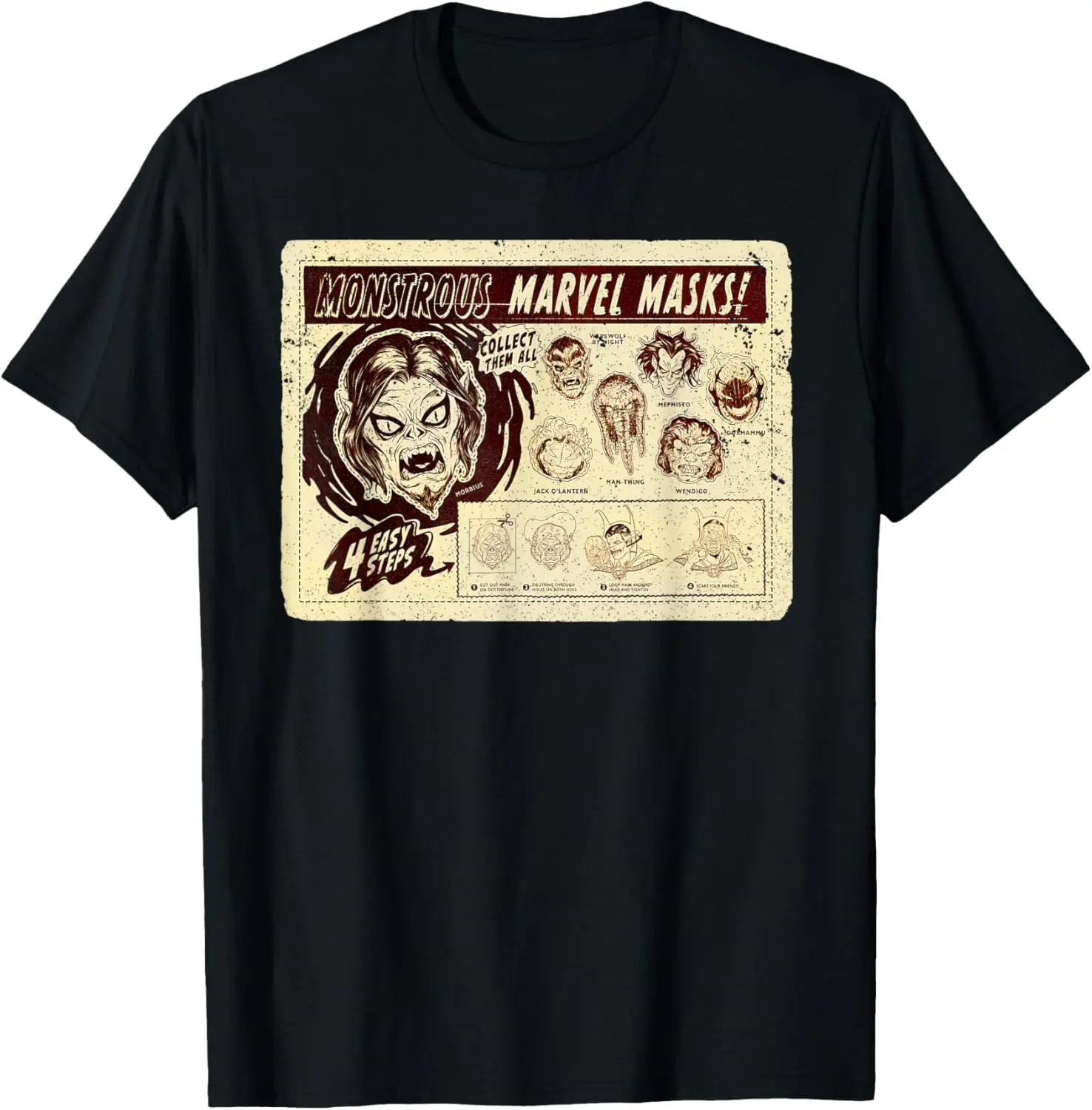 

Marvel Monsters Retro Vintage Monstrous Masks Halloween T-Shirt