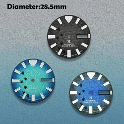 28.5mm NH35 Dial 3D Ripples Dial With S Logo Fit 3/3.8/4.2 o'clock Crown Green Luminous Watch Accessories For NH35/NH36 Movement