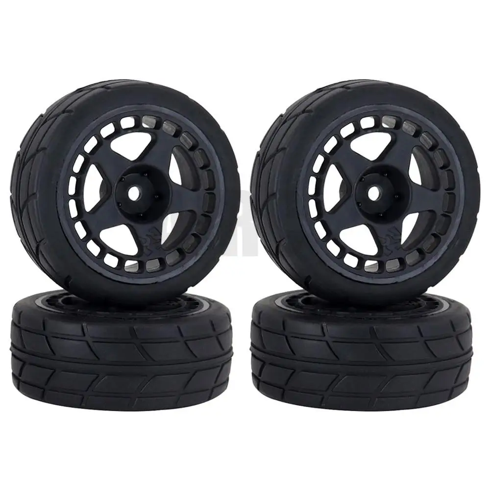 4szt 66mm Gumowa opona koła 12mm Hex Do Tamiya Tt01 Tt02 Hpi Wr8 Xv01 Ta06 Yokomo Hsp 94123 Ptg-2 1/10 Rc Racing Car Parts