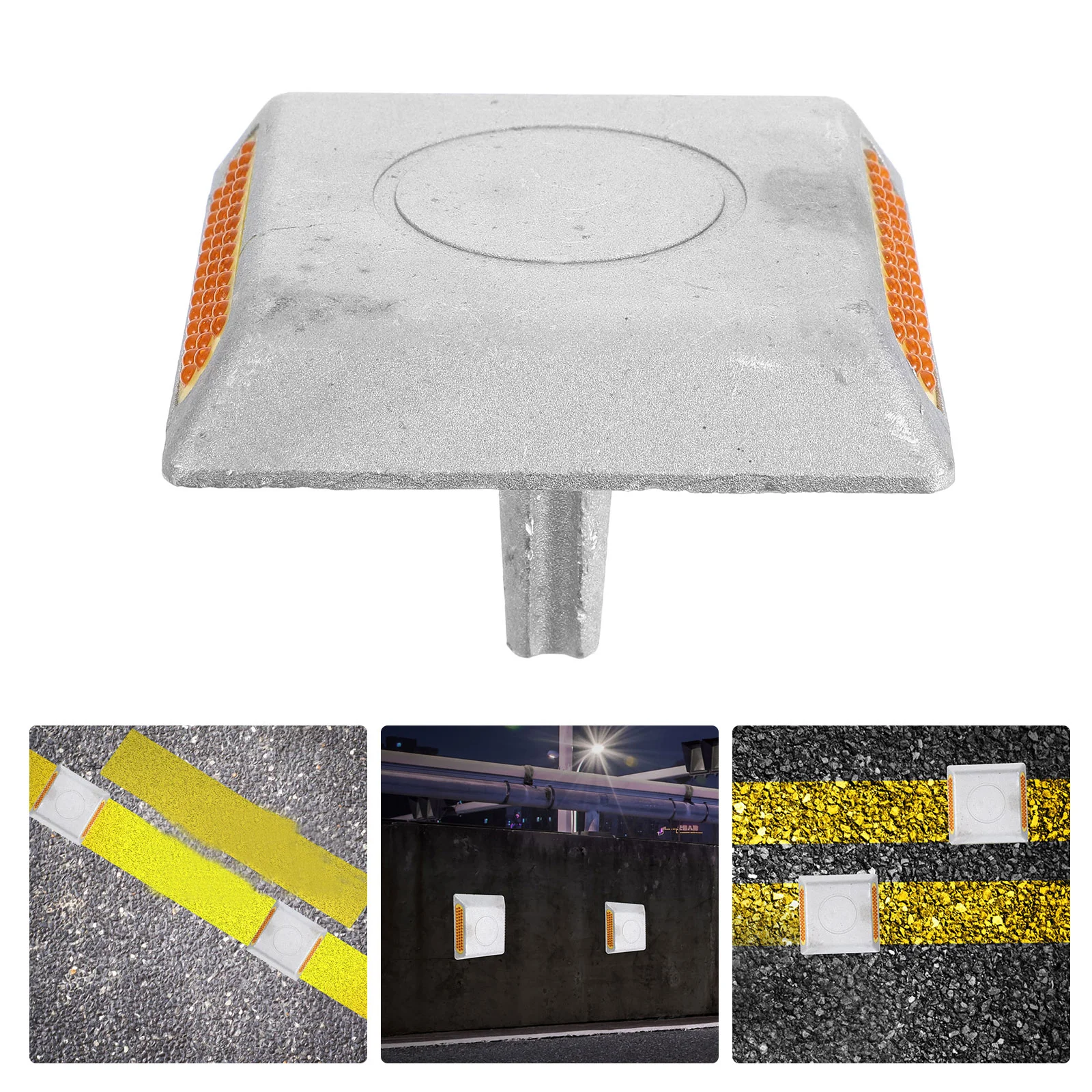 Aluminum Reflective Road Markers Night Visibility Raised Profile Safety Studs for Driveways Parking Lots Easy