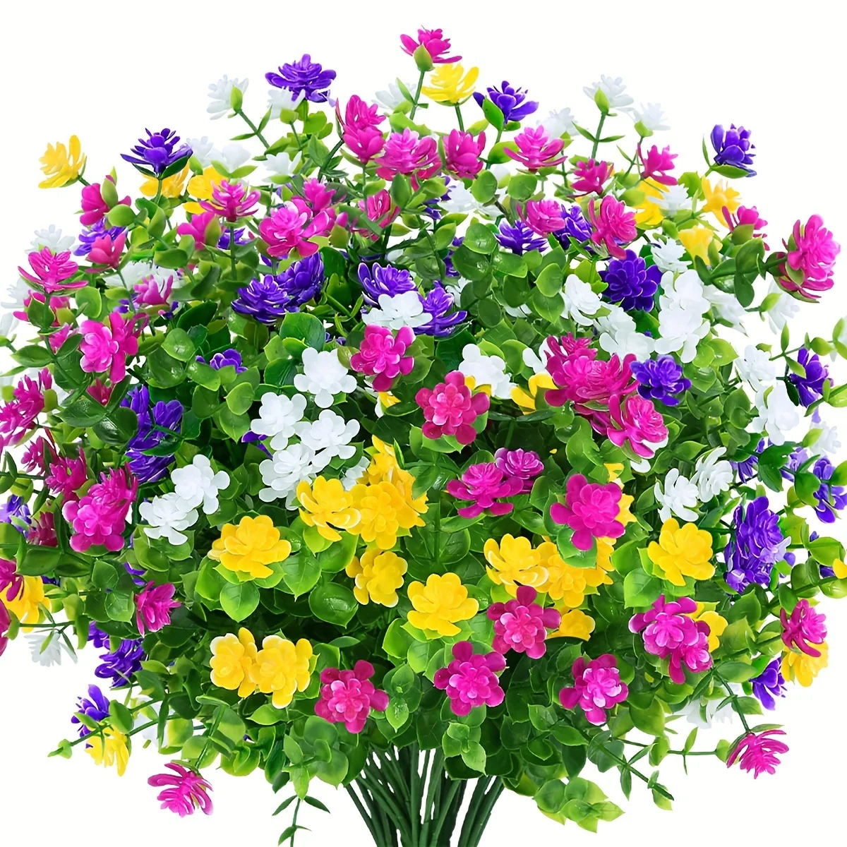 UV Resistant Artificial Flowers - Lifelike Plastic Faux Plants For Indoor & Outdoor Decor, No Fade, Freestanding, Use Without El