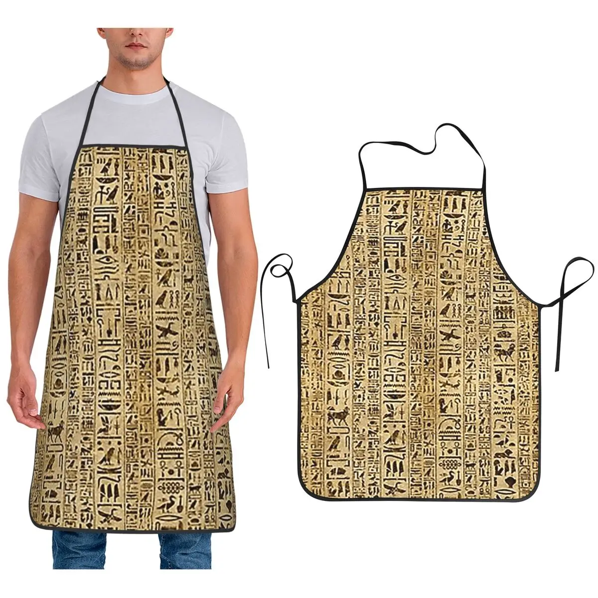 

Egyptian Hieroglyphs And Deities Apron Chef Cooking Cuisine Tablier Waterproof Bib Kitchen Cleaning Pinafore