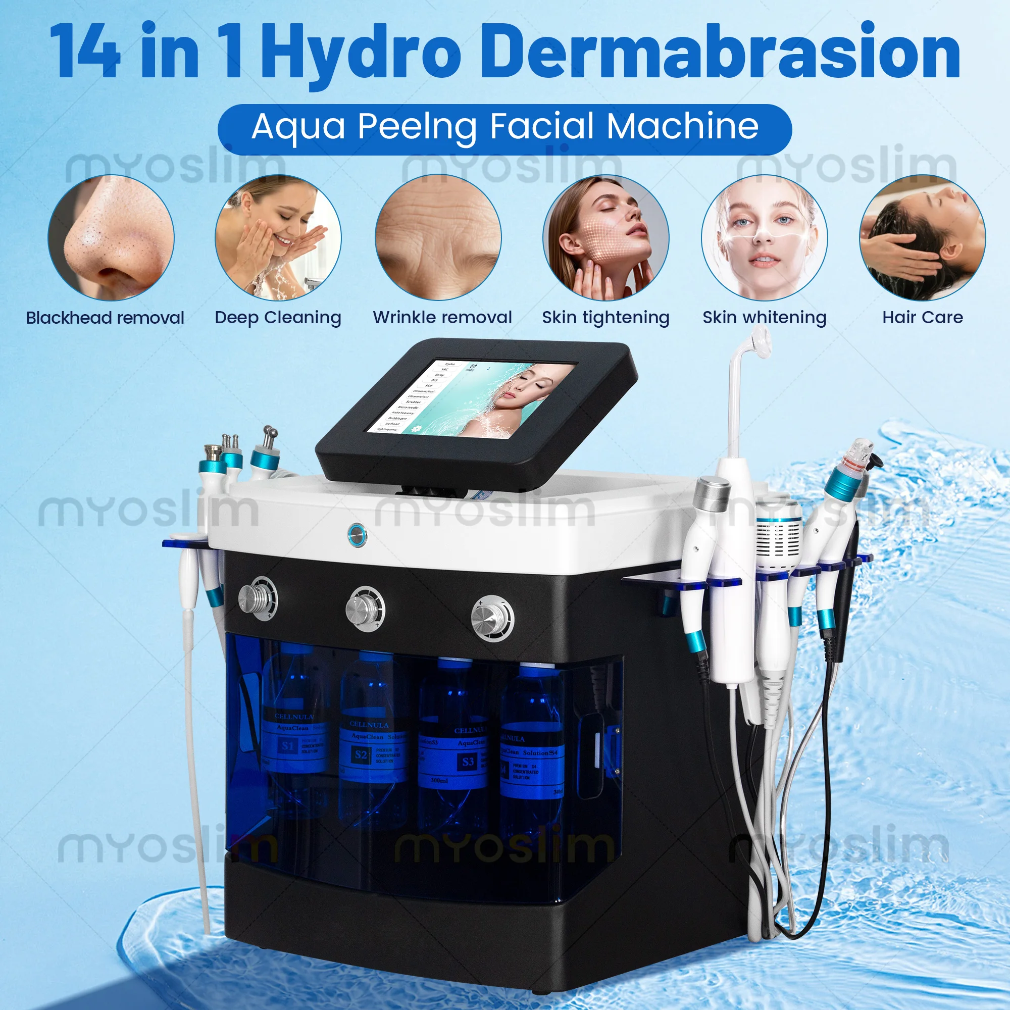 14 In 1 Hydro Dermabrasion Skin Care Machine Deep Cleansing Blackhead Removal Skin Brightening Shrink Pores Facial Firming Salon