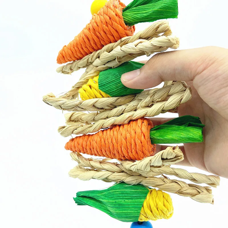 1pc Random Color & Style Handmade Woven Vine, Carrot & Corn Shaped Chew Toy for Small Pets (hamster, Rabbit, Bird, Parrot, Etc.)