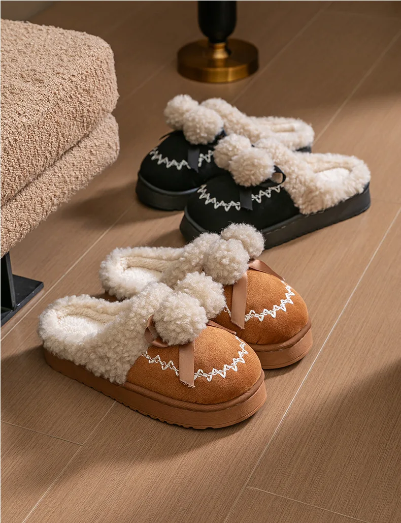 2026 Neue Damen-Plüsch-Winterstiefel - Niedliche Hausschuhe mit Dicker Sohle, Rutschfeste Fleece-Gefütterte Hausschuhe mit Warmem Flauschigem Innenfutter – Detail 23