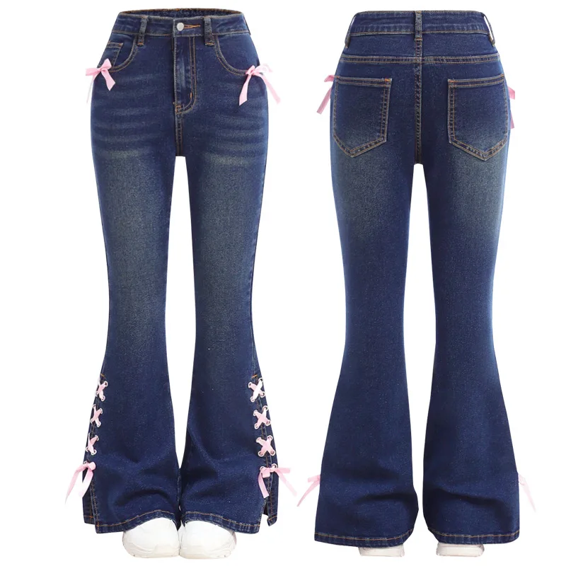 

Denim Pant Women Jeans Wide Leg Long Pants Slim Mom Jeans High Waist Straight Trousers Y2k Streetwear Elegant Splice Club