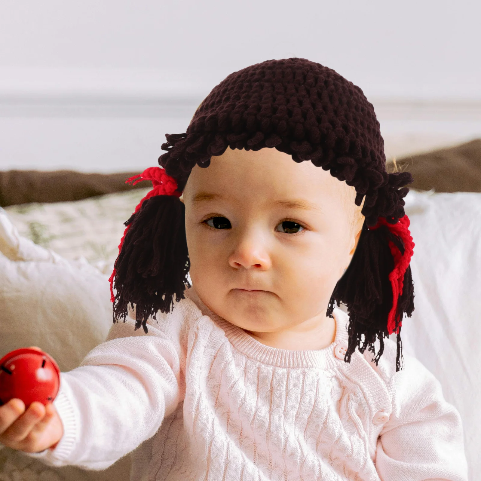 Säuglingsmütze für Neugeborene, weiches Garn, Strickmütze, kreatives Zöpfe-Design, lustige Foto-Requisite für Karneval, Halloween, Kostüm, Unisex